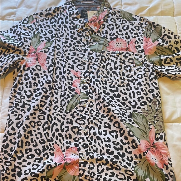 Sunrise Kingdom Other - Tropical Floral Leopard Men's Button Down Shirt